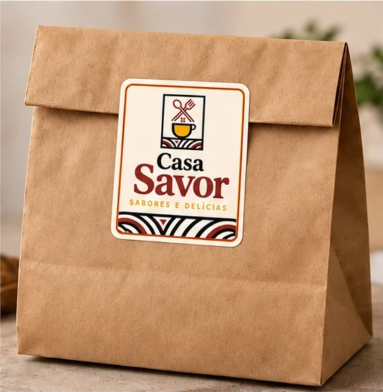 Embalagem Casa Savor com a identidade visual original